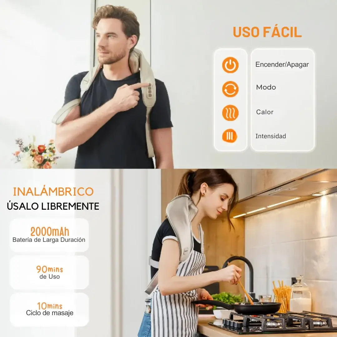 💆♀️ Masajeador Cervical Inalámbrico – 🌿 Relaja cuello y hombros – 🏠 Alivio inmediato desde casa 😌✨