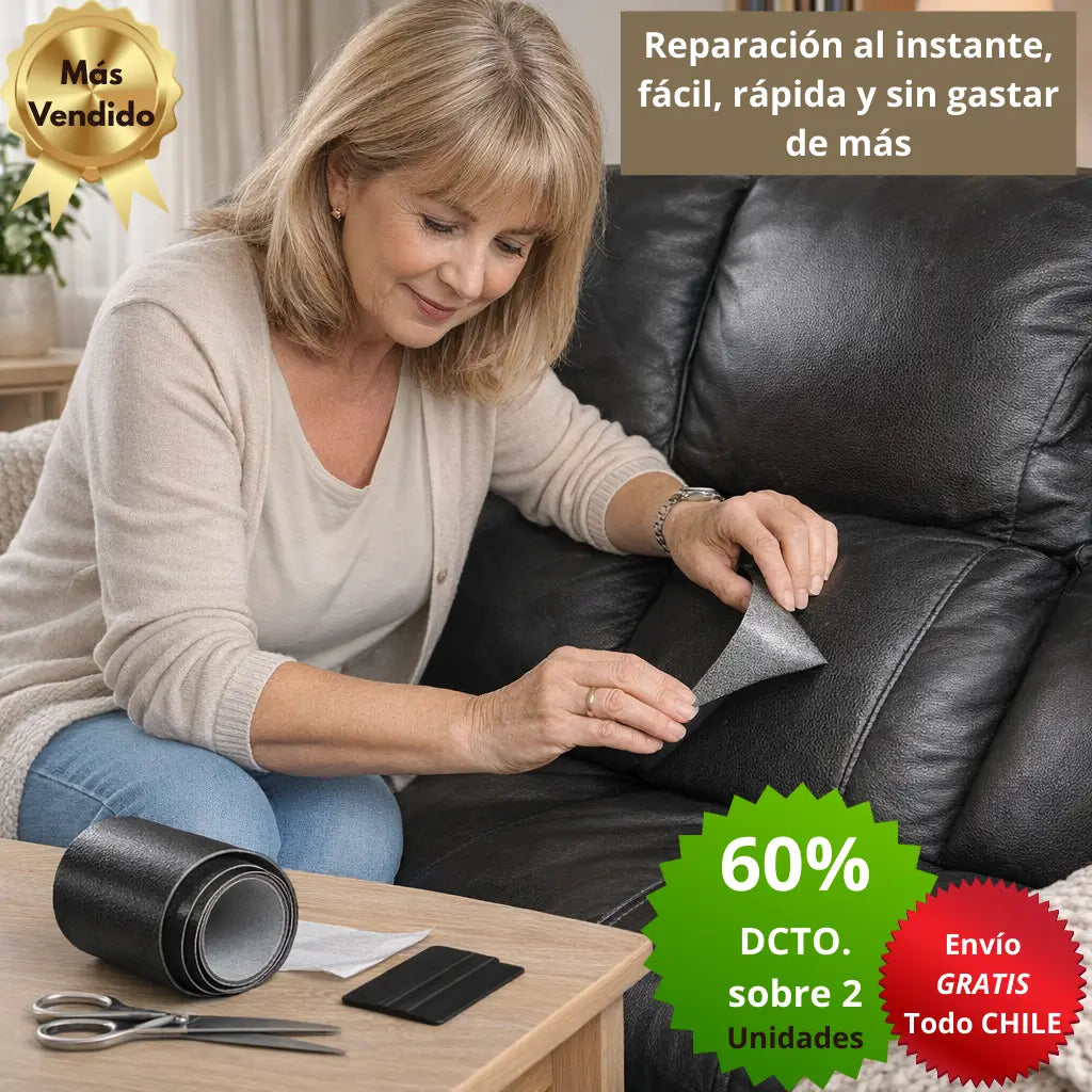 Rollo de Cuero Sintético Adhesivo Premium - Reparación Inmediata - Recupera el aspecto de tus muebles dañados al instante