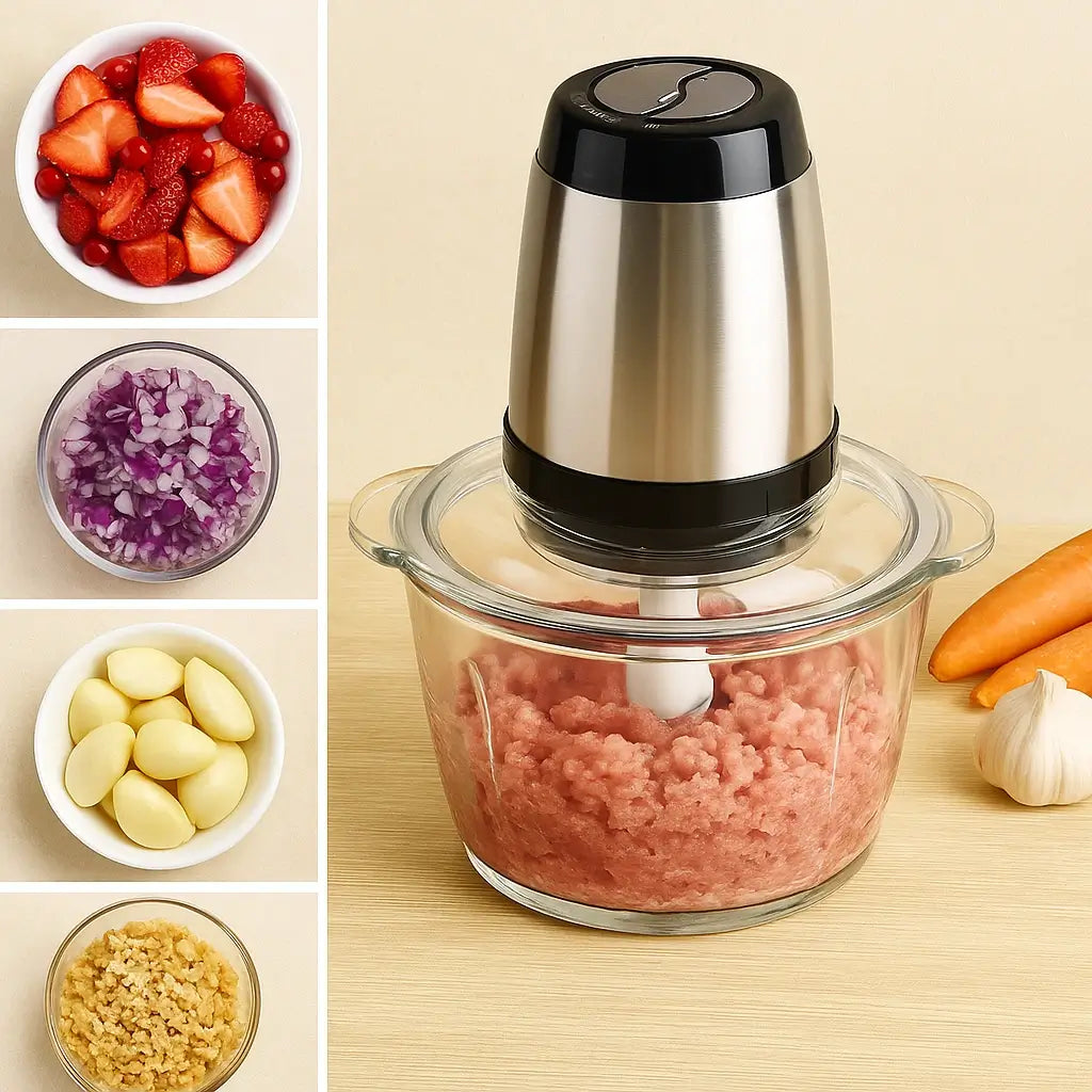 ⚡ Picadora Eléctrica – 🥬 Corta y Mezcla – 🍽️ Cocina Más Rápido Todos los Días 🔪