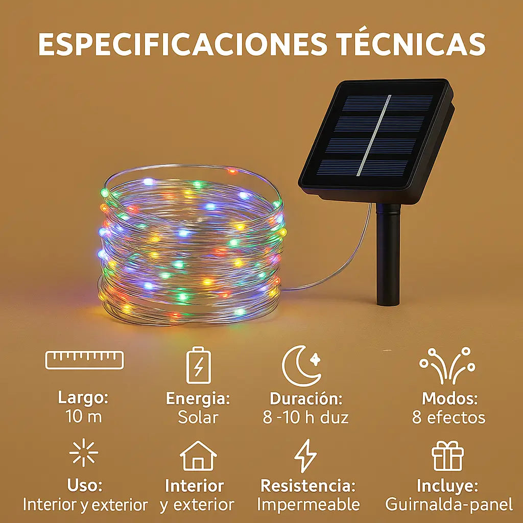 Luz Hada Solar Multicolor 💥 – Decora tu hogar 🏠 – ¡Ilumina Sin Pagar Energía!💡
