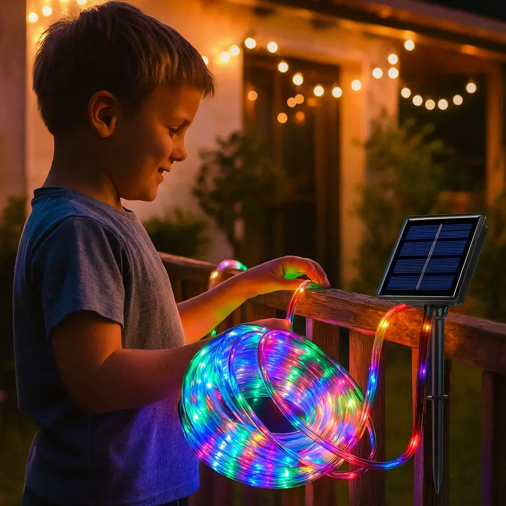 Manguera LED Solar Multicolor/Cálidas💥 – Ilumina tu hogar 🏠 – ¡Decora Sin Pagar Energía!💡