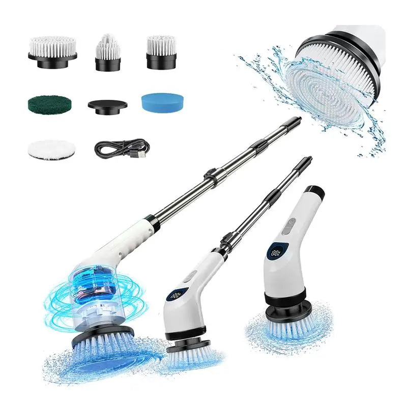 Cepillo de Limpieza Inalámbrico 🔋 – 7 Cabezales Intercambiables 🔄 – Ahorra tiempo ⏱️ en cada limpieza diaria 🧽