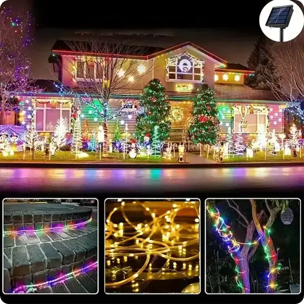 Manguera LED Solar Multicolor/Cálidas💥 – Ilumina tu hogar 🏠 – ¡Decora Sin Pagar Energía!💡