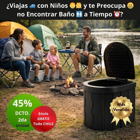 🚽 Baño Químico Portátil Plegable – ⚡ Uso Inmediato – 🧼 Solución Higiénica y Cómoda para Camping y Viajes 🚗 en Segundos